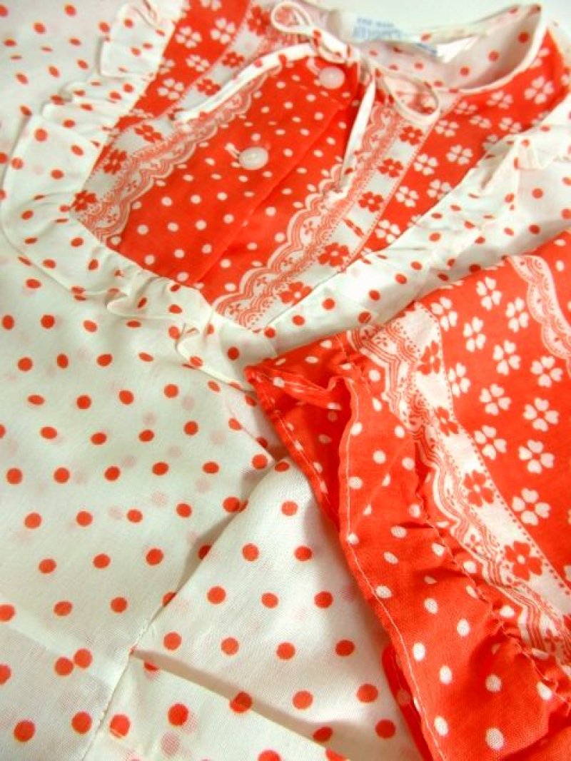 画像3: ヨーロッパ古着　レトロポップフラワー×ドット柄★首元リボン結び。ふんわり可愛く決まる!!大人ガーリーなヴィンテージワンピース