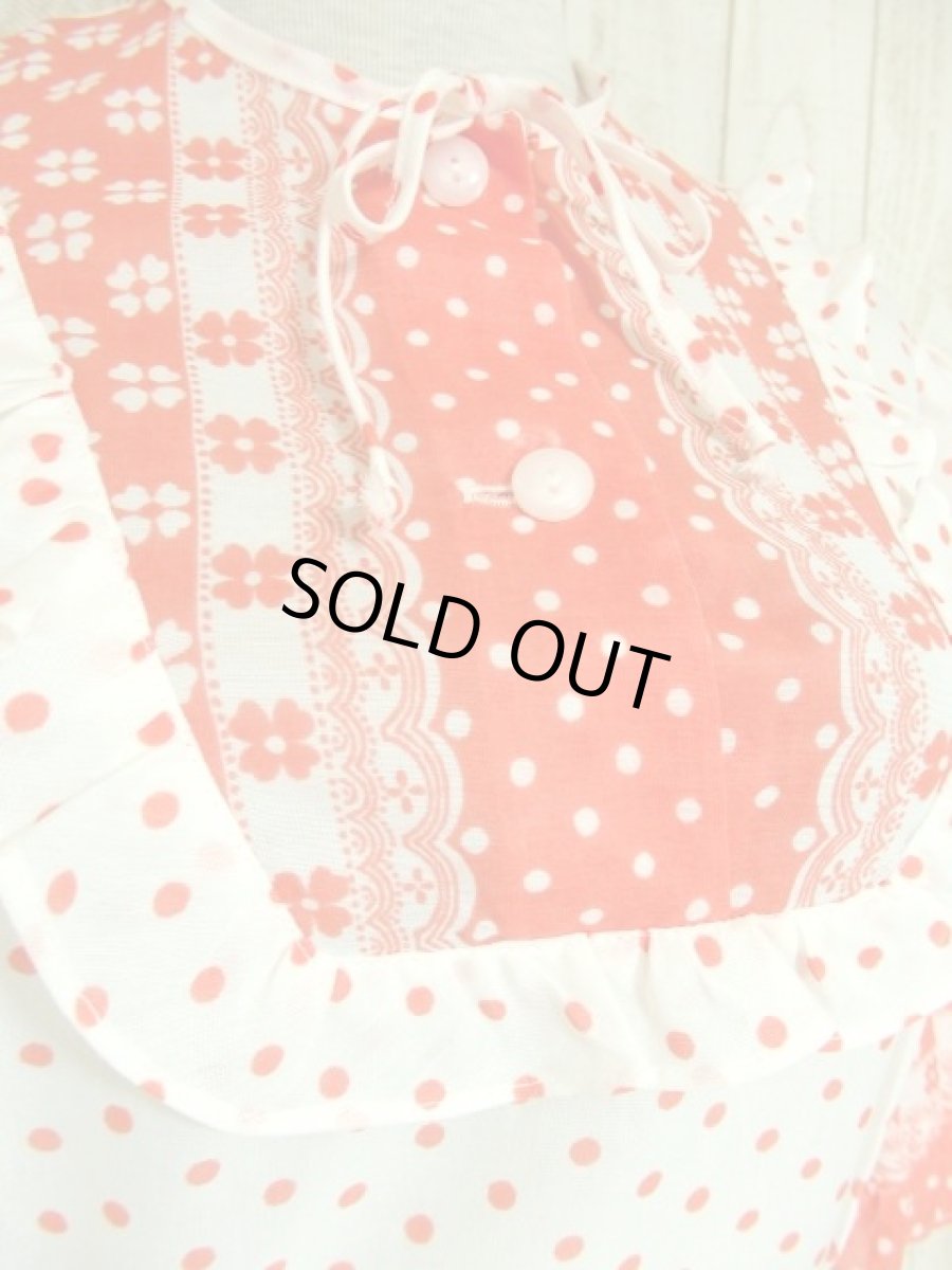 画像3: ヨーロッパ古着　レトロポップフラワー×ドット柄★首元リボン結び。ふんわり可愛く決まる!!大人ガーリーなヴィンテージワンピース (3)