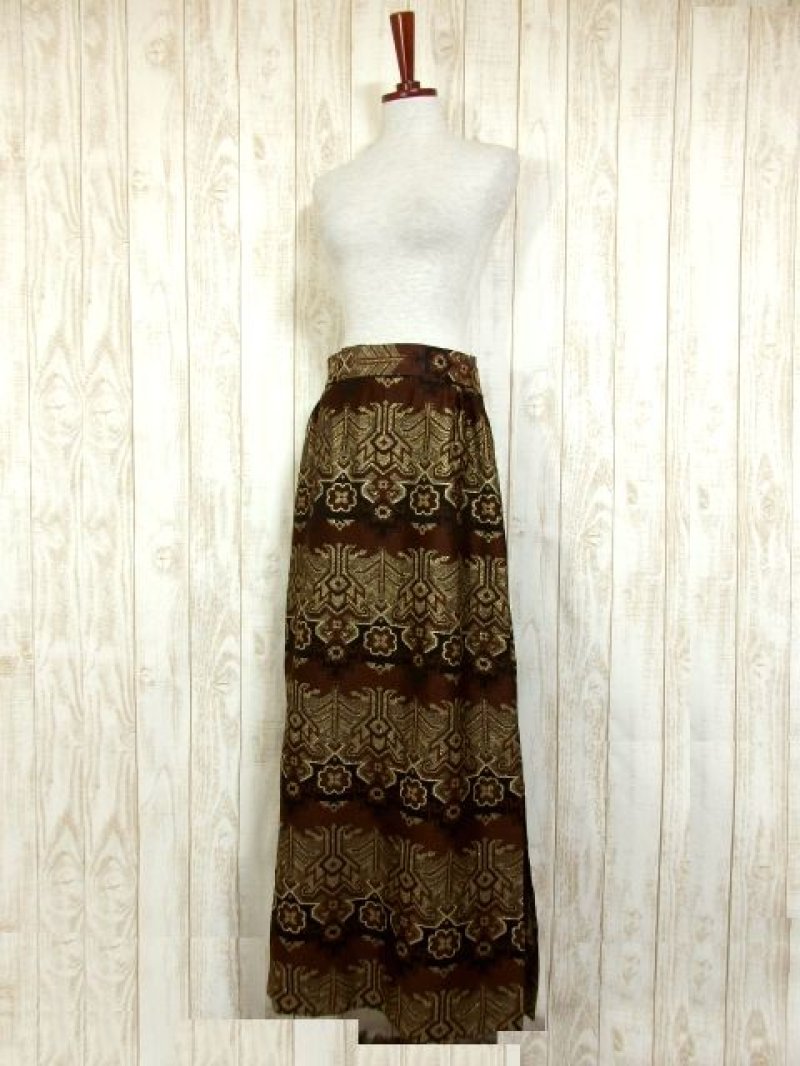 画像1: ☆　ヨーロッパ古着　鈍色ジャガード織り×大人クラシカル♪華やかgoldラメ入り!!　ヴィンテージロングスカート　☆