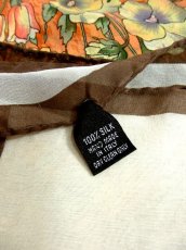 画像5: レトロアンティーク ヴィンテージスカーフ イタリア製 フラワー シルク【4632】 (5)