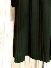 画像8: 大人Dot切り替え風パターン×セーラー襟が素敵♪グリーン×オレンジブラウン★プリーツデザイン!!　ふんわり大人クラシカルヴィンテージドレス (8)