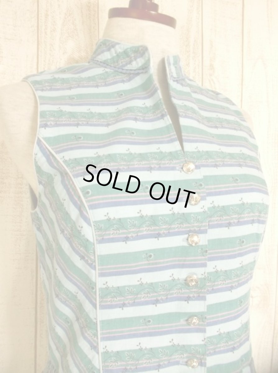 画像3: ストライプ×ボーダー×小花柄＆リーフ柄切り替えしデザインが魅力的 ディアンドル チロルワンピース ドイツ民族衣装 舞台 演奏会 フォークダンス オクトーバーフェスト 【4701】 (3)