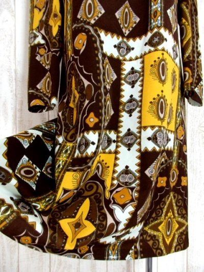 画像2: ヨーロッパ古着　レトロモダンクラシカル×スカーフ柄♪ヴィンテージならではのカラーリング＆パターンが最高!!　大人クラシカルヴィンテージドレス
