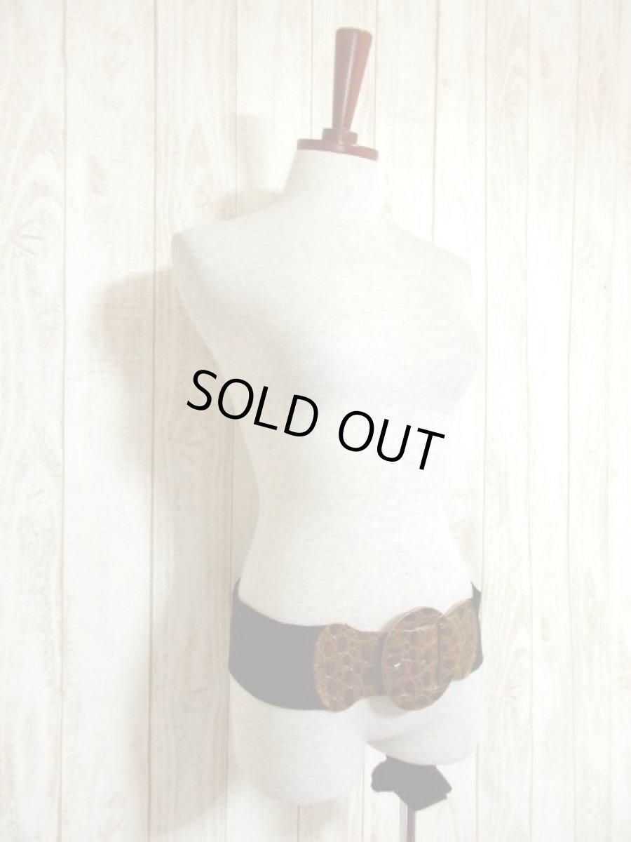 画像6: ブラウン ブラック ゴム レトロアンティーク ヴィンテージ USA 古着 ベルト (6)