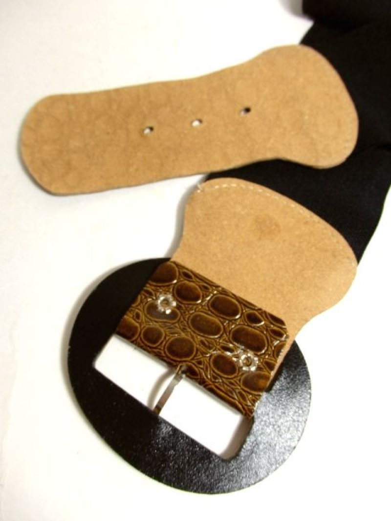画像3: ブラウン ブラック ゴム レトロアンティーク ヴィンテージ USA 古着 ベルト