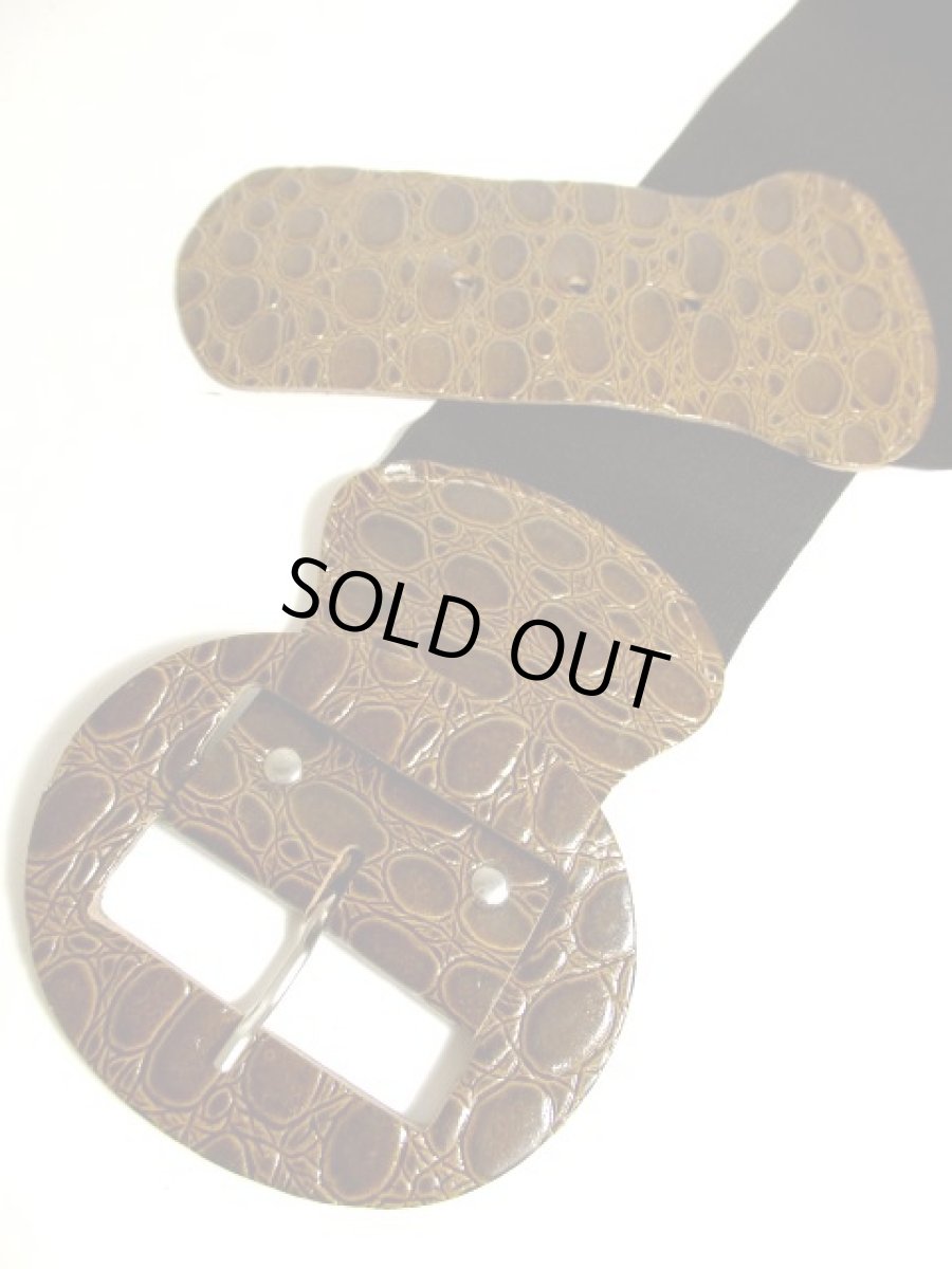 画像3: ブラウン ブラック ゴム レトロアンティーク ヴィンテージ USA 古着 ベルト (3)