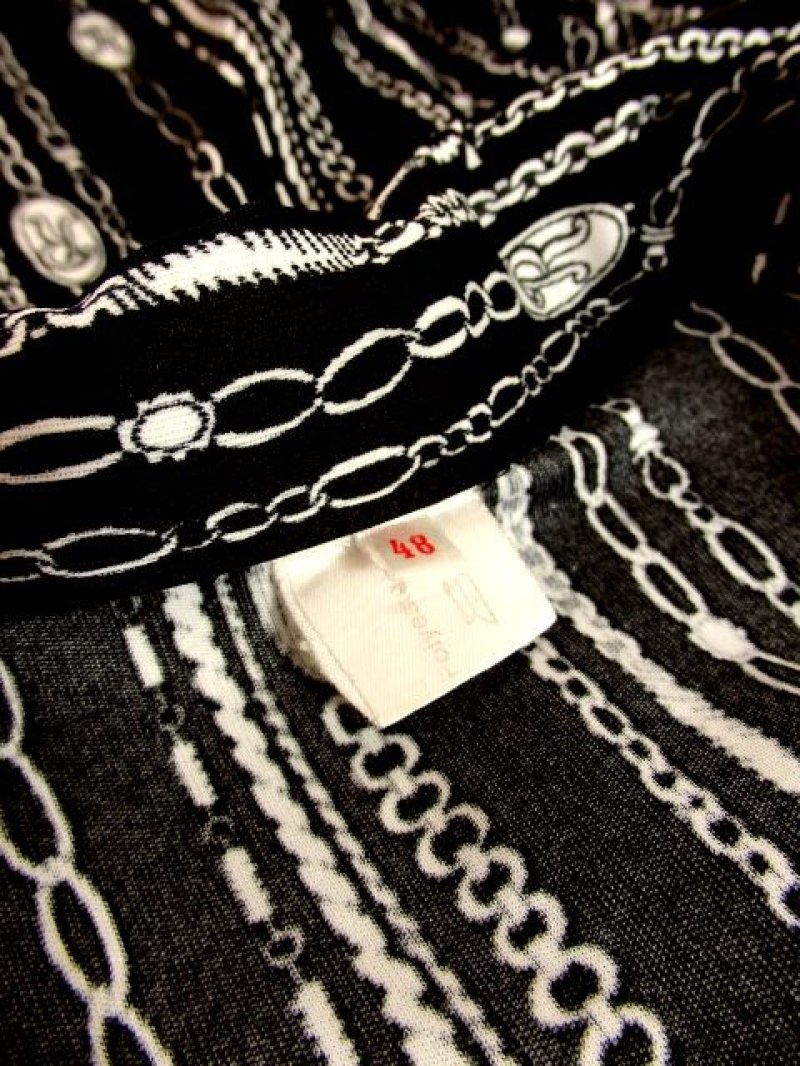 画像3: モノクロ チェーン柄 大人レトロ ヨーロッパ古着 長袖 シャツ ヴィンテージトップス