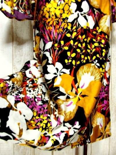 画像2: 70年代 サイケ 花柄 フレア袖 レトロ ヨーロッパ古着 ヴィンテージドレス 【4806】 