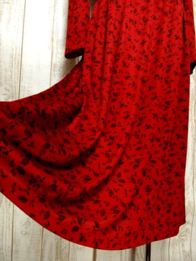 画像2: ヨーロッパ古着　大人レトロアンティークスタイル♪リーフデザインプリントが魅力的!!　大人クラシカルなヴィンテージドレス