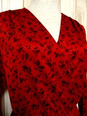 画像3: ヨーロッパ古着　大人レトロアンティークスタイル♪リーフデザインプリントが魅力的!!　大人クラシカルなヴィンテージドレス (3)