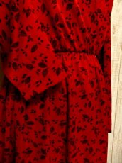 画像6: ヨーロッパ古着　大人レトロアンティークスタイル♪リーフデザインプリントが魅力的!!　大人クラシカルなヴィンテージドレス (6)