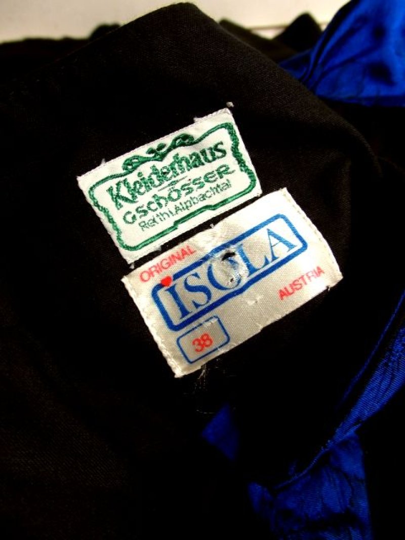 画像3: 花柄 ブルー ブラック オーストリア製 長袖 クラシカル ディアンドル チロルワンピース ドイツ民族衣装 舞台 演奏会 フォークダンス オクトーバーフェスト 【4939】