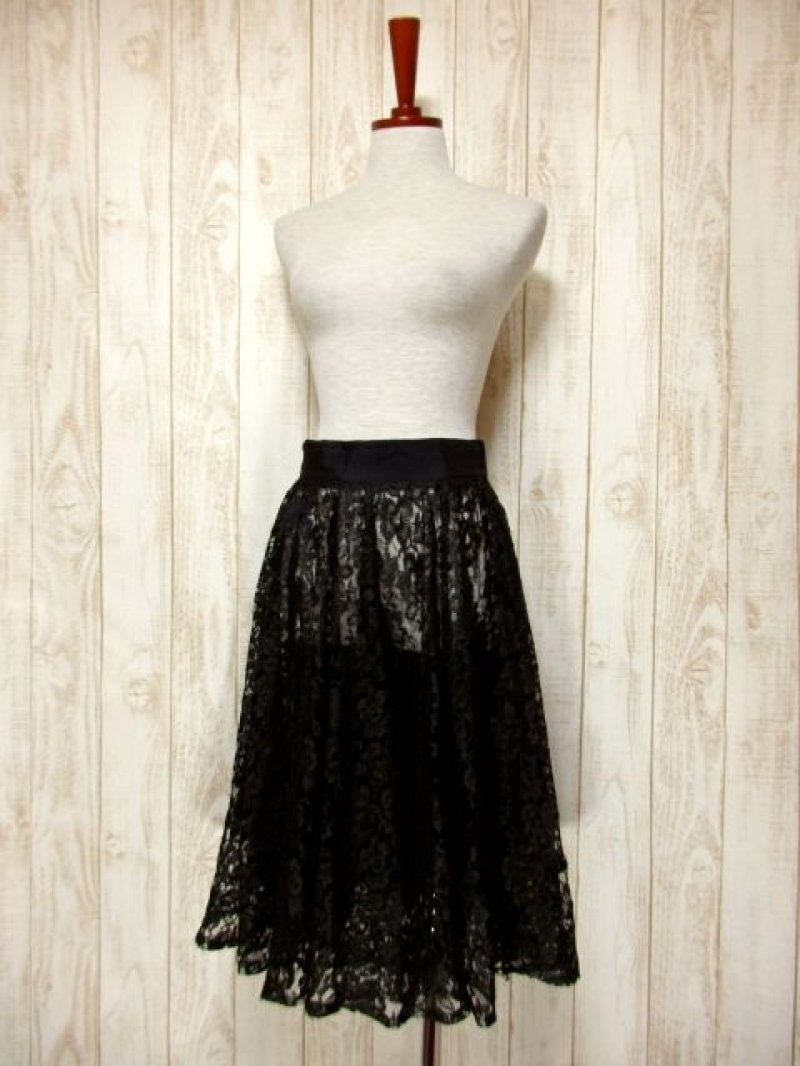 画像1: ヨーロッパ古着 贅沢な花柄総レースが素晴らしい!!♪ 上品な印象★ 大人クラシカル総レースヴィンテージスカート【4979】