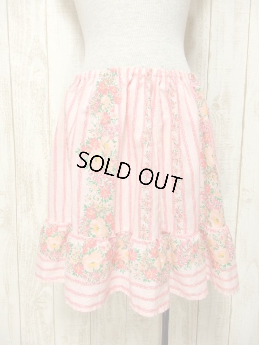 画像11: ストライプ柄 花柄 バックウエストリボン レトロ 長袖 ヨーロッパ古着 ヴィンテージワンピース＆スカートSET 【4984】 (11)