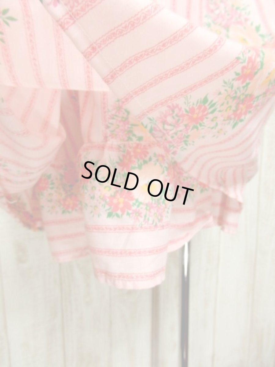 画像10: ストライプ柄 花柄 バックウエストリボン レトロ 長袖 ヨーロッパ古着 ヴィンテージワンピース＆スカートSET 【4984】 (10)