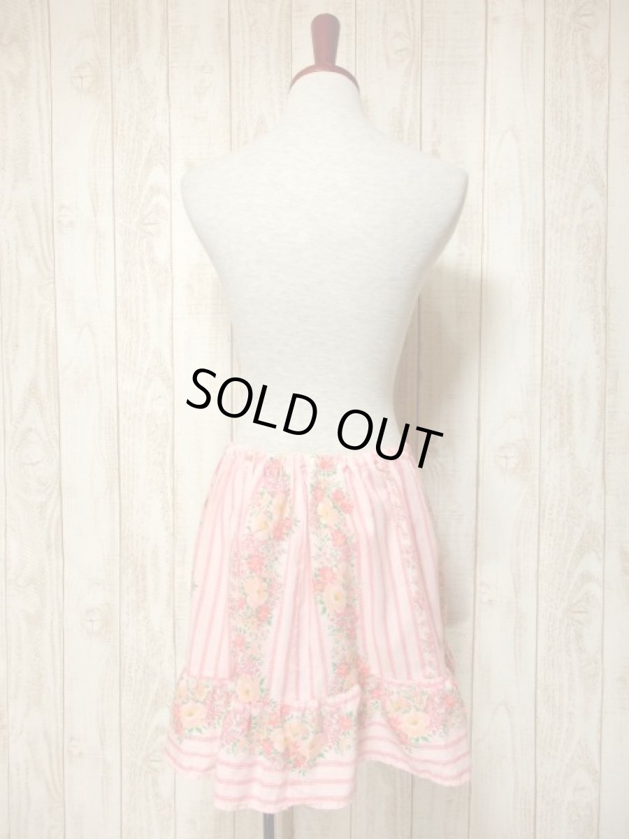 画像13: ストライプ柄 花柄 バックウエストリボン レトロ 長袖 ヨーロッパ古着 ヴィンテージワンピース＆スカートSET 【4984】 (13)