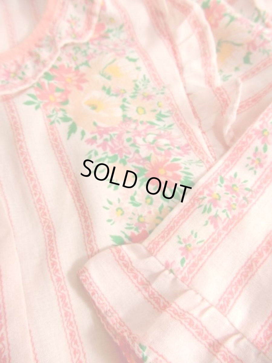 画像14: ストライプ柄 花柄 バックウエストリボン レトロ 長袖 ヨーロッパ古着 ヴィンテージワンピース＆スカートSET 【4984】 (14)