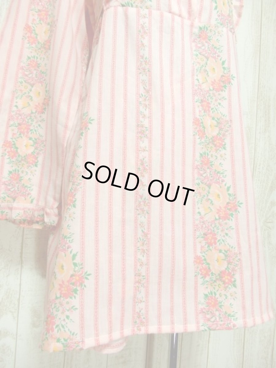 画像9: ストライプ柄 花柄 バックウエストリボン レトロ 長袖 ヨーロッパ古着 ヴィンテージワンピース＆スカートSET 【4984】 (9)