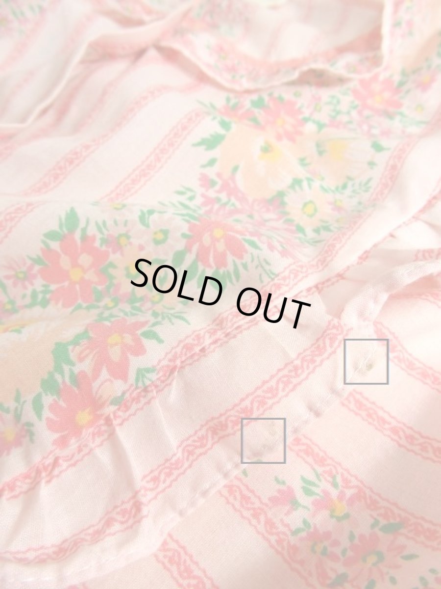 画像16: ストライプ柄 花柄 バックウエストリボン レトロ 長袖 ヨーロッパ古着 ヴィンテージワンピース＆スカートSET 【4984】 (16)