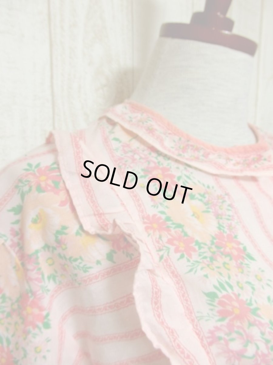 画像6: ストライプ柄 花柄 バックウエストリボン レトロ 長袖 ヨーロッパ古着 ヴィンテージワンピース＆スカートSET 【4984】 (6)