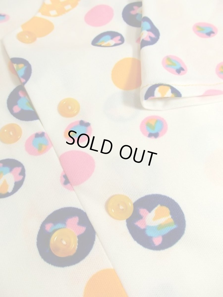 画像10: ドット柄 スクエア柄 花柄 ホワイト 70's ポップ 半袖 レトロ ヨーロッパ古着 ヴィンテージワンピース【4991】 (10)