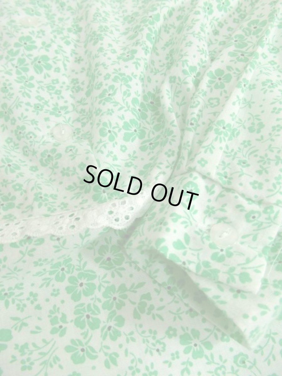 画像10: 花柄 レース装飾 バックウエストリボン レトロ 長袖 ヨーロッパ古着 ヴィンテージワンピースドレス 【4998】 (10)