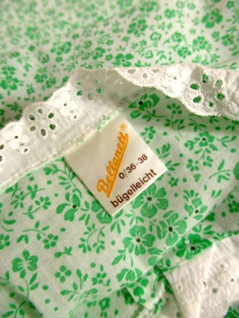 画像3: 花柄 レース装飾 バックウエストリボン レトロ 長袖 ヨーロッパ古着 ヴィンテージワンピースドレス 【4998】