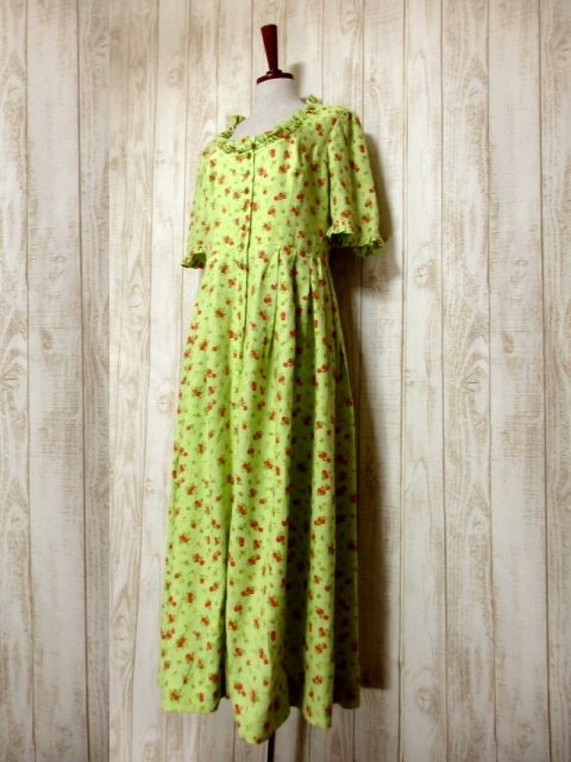 画像1: オーストリア製 リネン×アンティークフラワー ウエストキュッとスカートふんわり ディアンドル チロルワンピース ドイツ民族衣装 舞台 演奏会 フォークダンス オクトーバーフェスト 【5037】