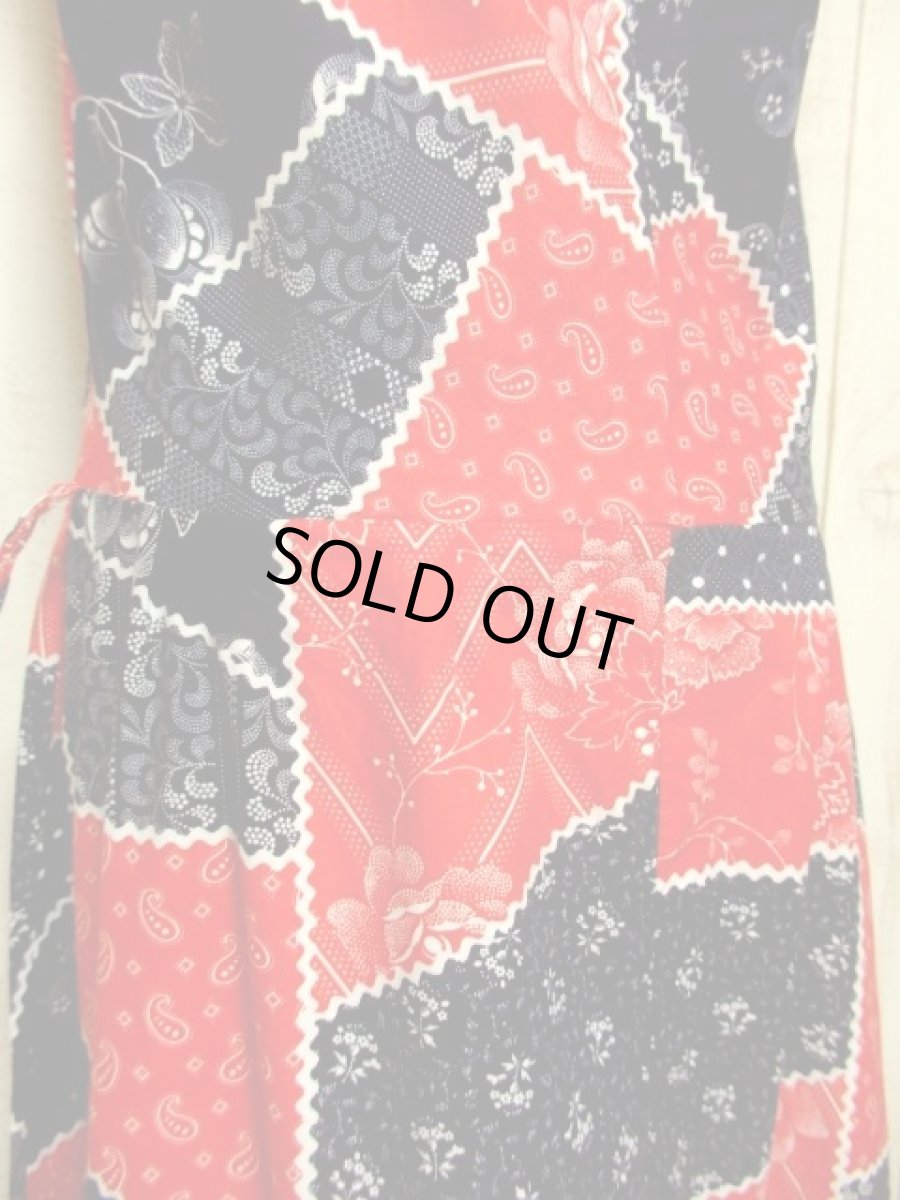 画像7: ヨーロッパ古着　ペイズリー×ドット×フラワー×パッチワーク柄マルチプリント♪お洒落ヴィンテージドレス (7)