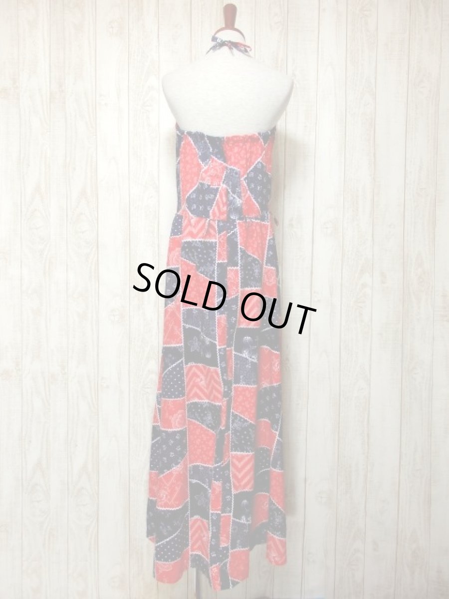 画像5: ヨーロッパ古着　ペイズリー×ドット×フラワー×パッチワーク柄マルチプリント♪お洒落ヴィンテージドレス (5)