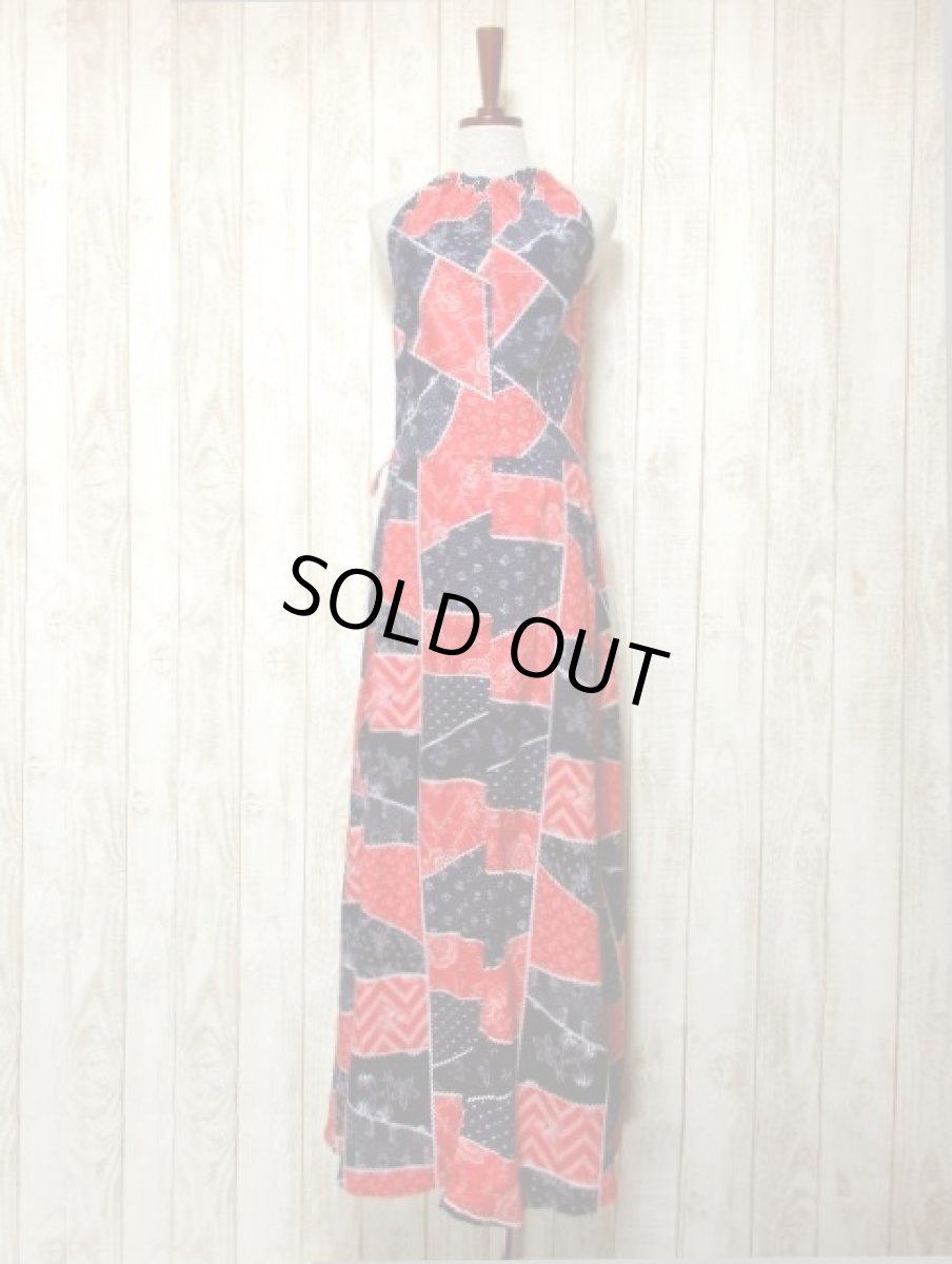 画像2: ヨーロッパ古着　ペイズリー×ドット×フラワー×パッチワーク柄マルチプリント♪お洒落ヴィンテージドレス (2)