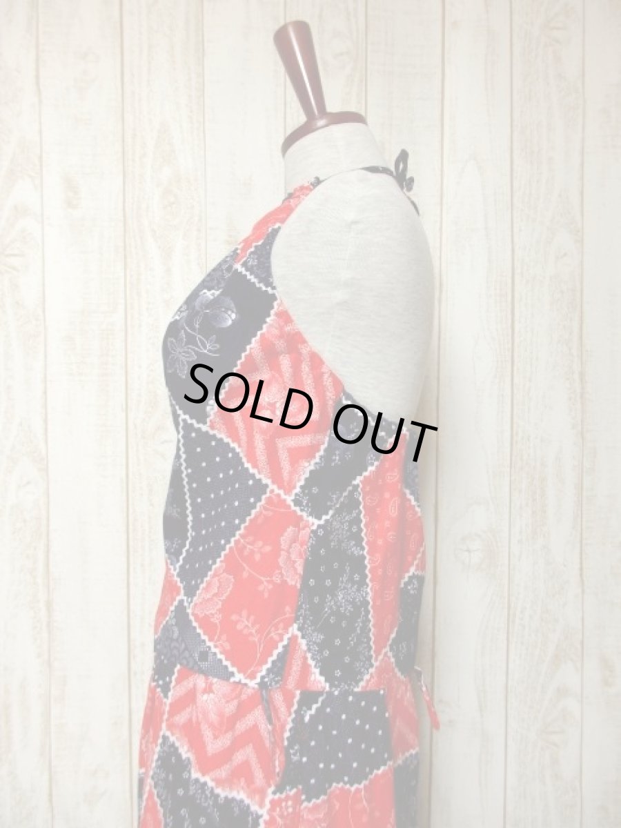 画像4: ヨーロッパ古着　ペイズリー×ドット×フラワー×パッチワーク柄マルチプリント♪お洒落ヴィンテージドレス (4)