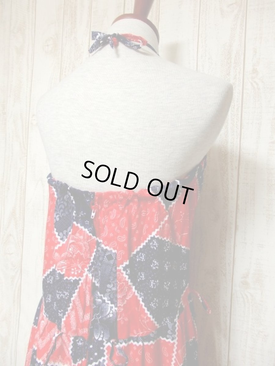 画像8: ヨーロッパ古着　ペイズリー×ドット×フラワー×パッチワーク柄マルチプリント♪お洒落ヴィンテージドレス (8)