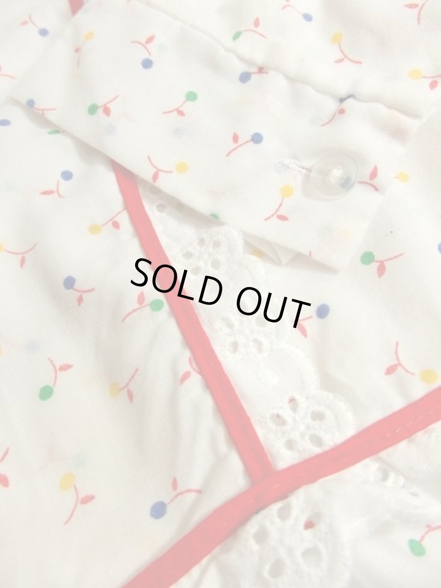 画像10: 木の実柄 ホワイト レース ふんわり レトロ 長袖 ヨーロッパ古着 ヴィンテージドレス 【5097】 (10)