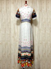 画像5: ヨーロッパ古着　カラフルドット×レトロポップフラワープリントが可愛いー♪フリル装飾★　とびきりポップなヴィンテージドレス (5)