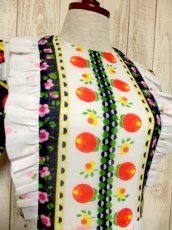 画像3: ヨーロッパ古着　カラフルドット×レトロポップフラワープリントが可愛いー♪フリル装飾★　とびきりポップなヴィンテージドレス (3)