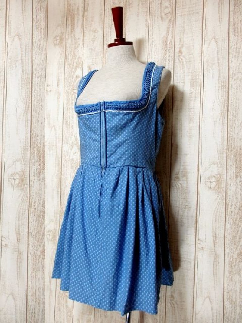 画像1: チロルワンピース 小花柄 ライトブルー ドイツ民族衣装 オクトーバーフェスト