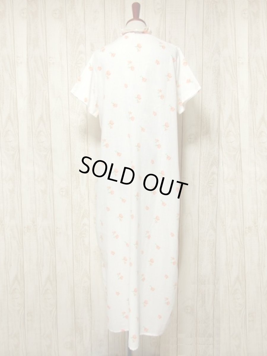 画像5: ヨーロッパ古着　可愛らしいアンティークフラワープリント×フリル×リボンテープ装飾♪　ふんわり乙女ガーリーヴィンテージドレス (5)