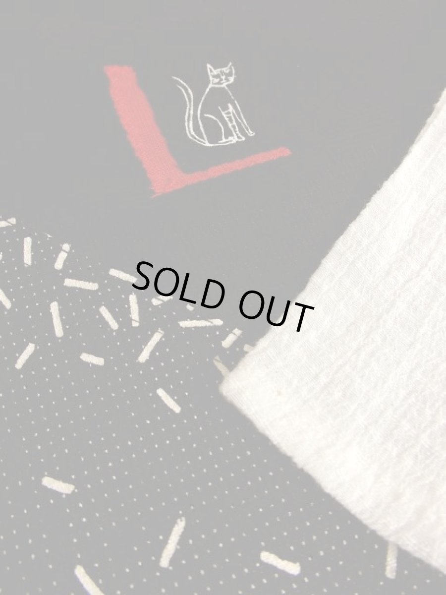 画像7: ネコ柄 猫柄 モノクロドット ブラック ホワイト アシンメトリーデザイン USA古着 長袖 シャツ ヴィンテージトップス (7)