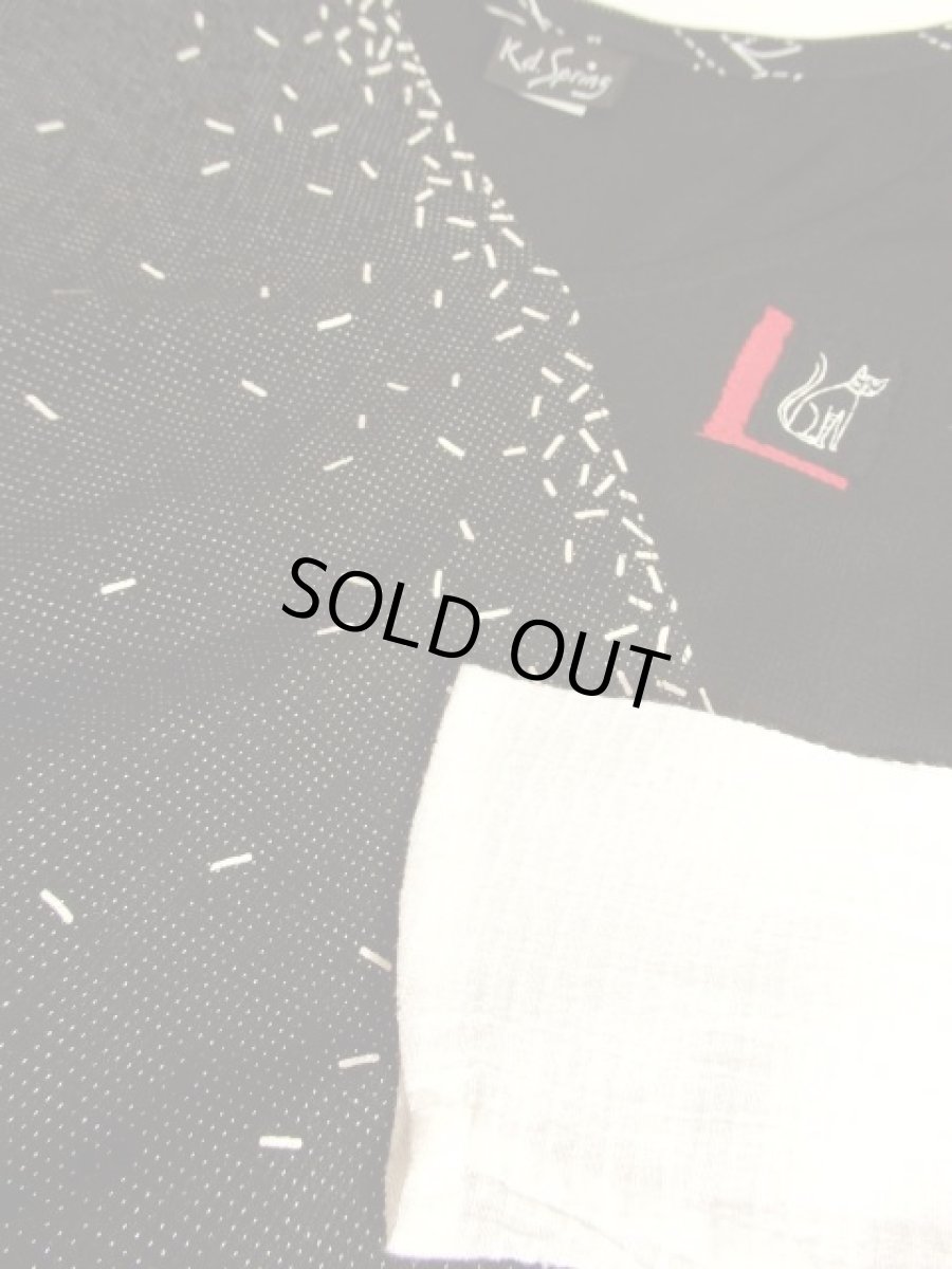 画像6: ネコ柄 猫柄 モノクロドット ブラック ホワイト アシンメトリーデザイン USA古着 長袖 シャツ ヴィンテージトップス (6)