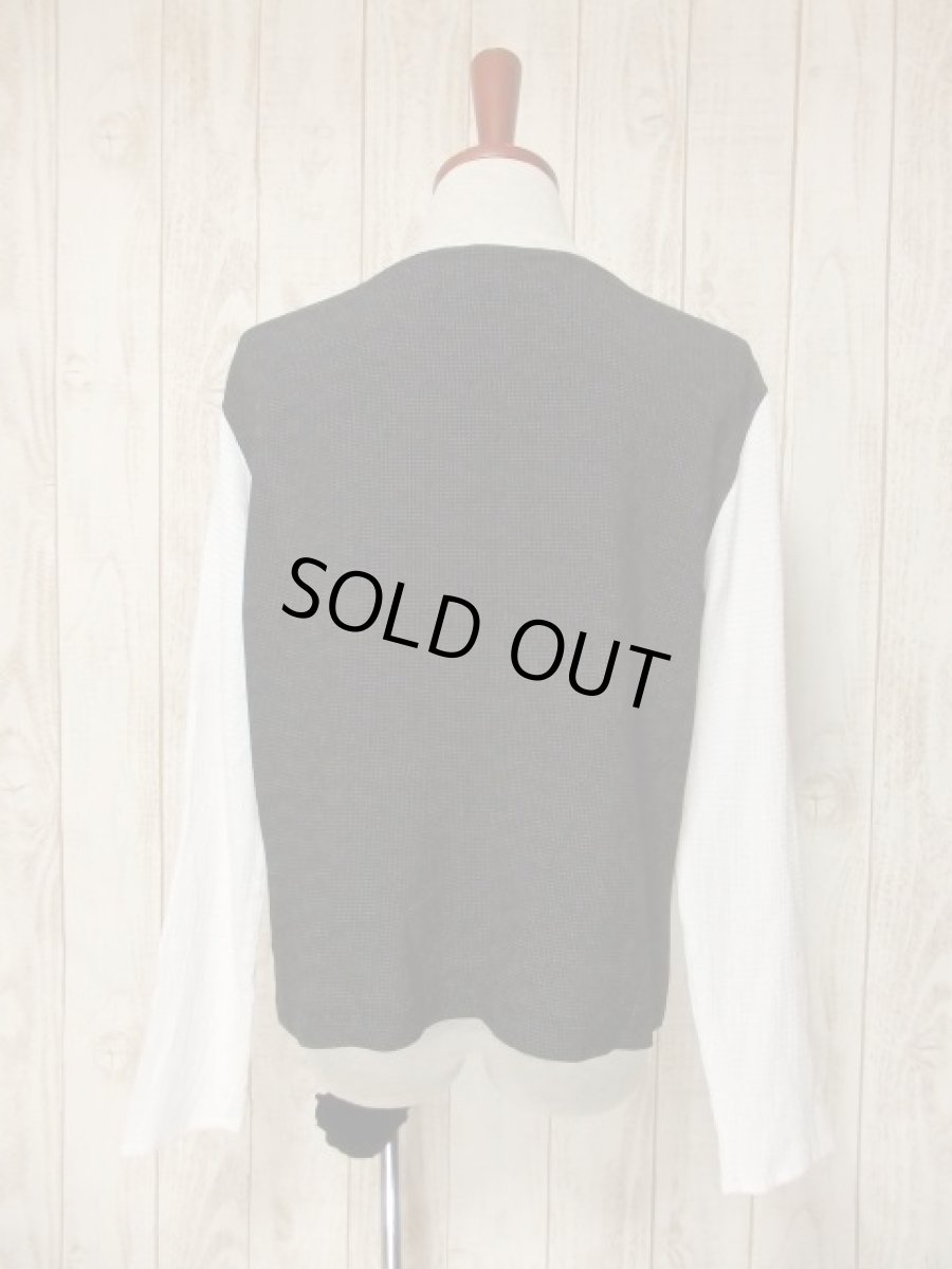 画像5: ネコ柄 猫柄 モノクロドット ブラック ホワイト アシンメトリーデザイン USA古着 長袖 シャツ ヴィンテージトップス (5)