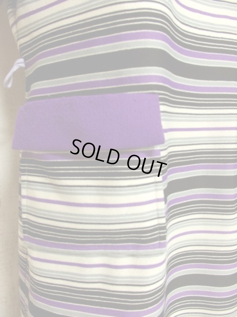 画像9: ボーダー柄 パープル ホワイト ブラック グレー レトロ ヨーロッパ古着 ヴィンテージワンピース (9)