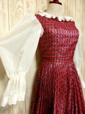 画像4: ヨーロッパ古着 ヴィンテージ ドレス 花織り 刺繍 プリーツ 衣装 クラシカル (4)
