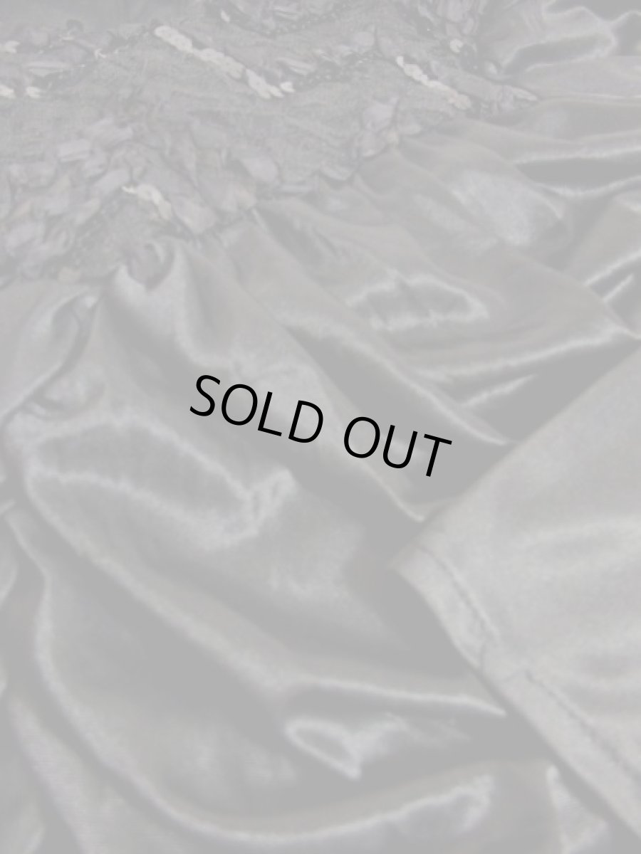 画像13: スパンコール ブラック レース装飾 レトロ 長袖 USA古着 ヴィンテージオールインワン (13)