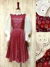 画像1: ヨーロッパ古着 ヴィンテージ ドレス 花織り 刺繍 プリーツ 衣装 クラシカル (1)