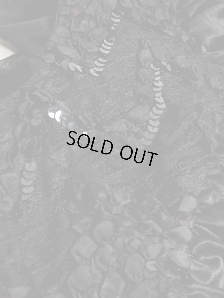 画像14: スパンコール ブラック レース装飾 レトロ 長袖 USA古着 ヴィンテージオールインワン (14)