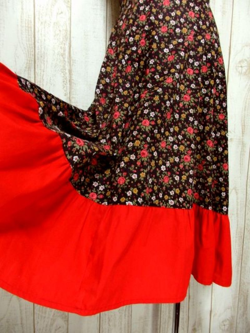 画像2: Aライン 花柄 切り替えし ノースリーブ レトロ ガーリー USA古着 ヴィンテージドレス【5261】