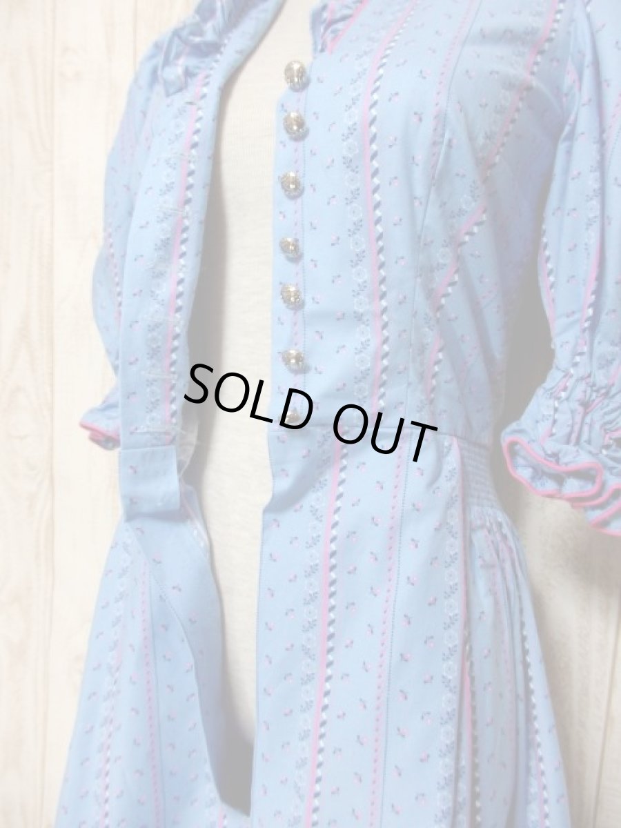 画像7: 小花柄×ストライププリント 襟元フリル装飾×ふんわりパフスリーブがとびっきり可愛い ディアンドル チロルワンピース ドイツ民族衣装 舞台 演奏会 フォークダンス オクトーバーフェスト 【5273】 (7)