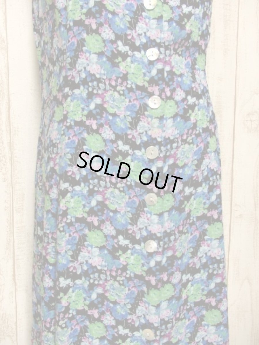 画像4: USA古着　アンティークフラワープリント×キラリと光るシェルボタン♪　前開き可能で使い勝手が良さそう★　大人ヴィンテージワンピース (4)