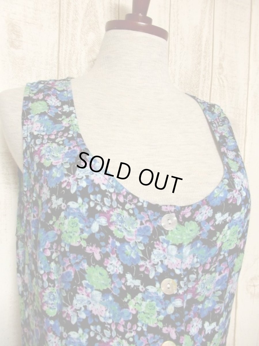 画像3: USA古着　アンティークフラワープリント×キラリと光るシェルボタン♪　前開き可能で使い勝手が良さそう★　大人ヴィンテージワンピース (3)